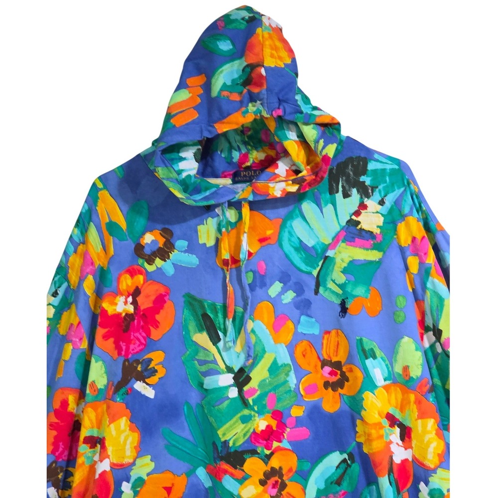 Polo Ralph Lauren Floral Hooded T-Shirt Mens 2XLT Blue Excellent Tropical Print - Picture 6 of 9